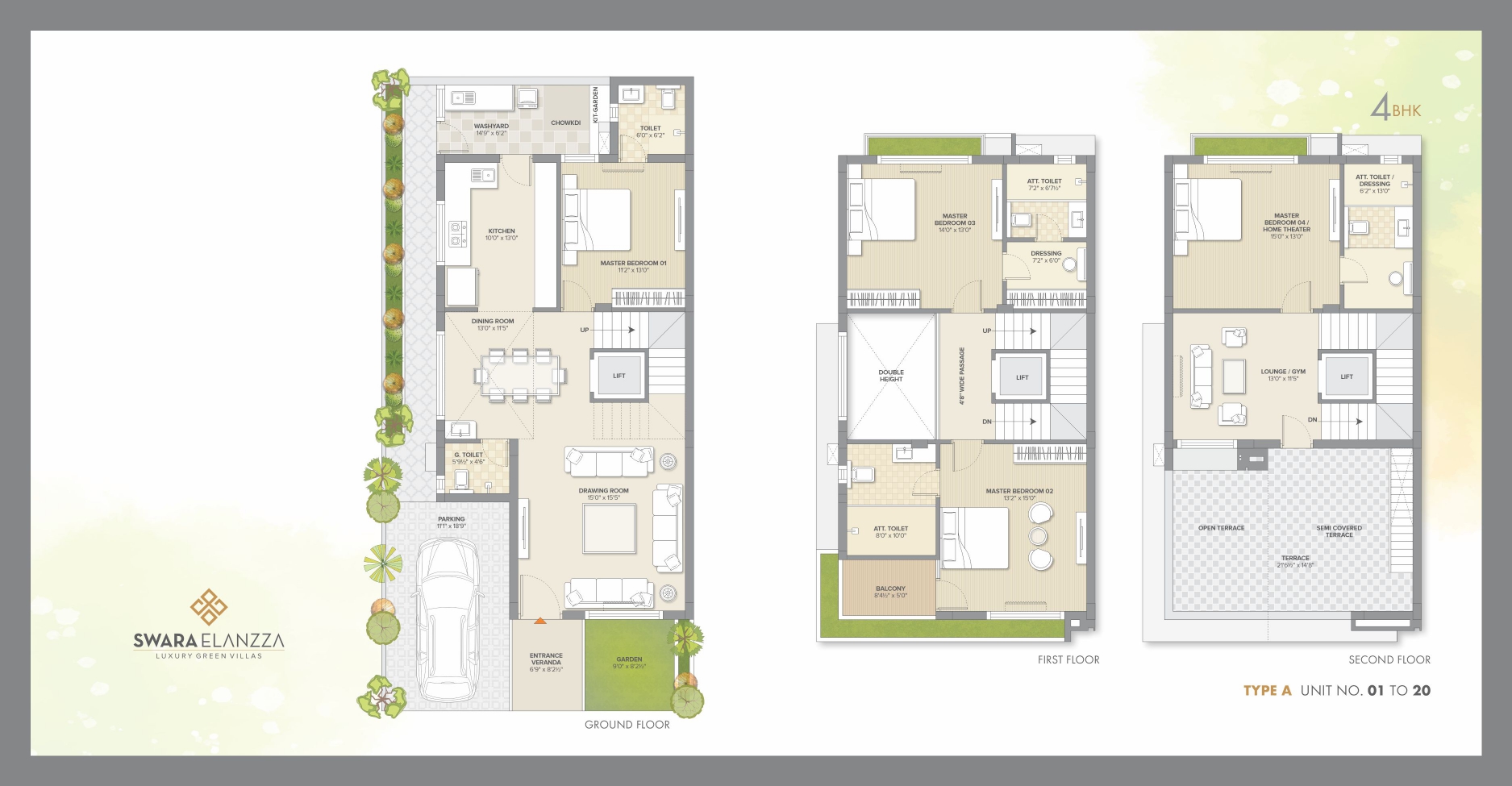 4 BHK Triplex Villa Type - 1
